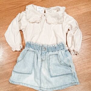 Zara cream Peter Pan shirt